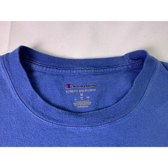Champion Authentic Athleticwear T-Shirt Blue Script Logo Cotton Mens Size Medium - Picture 8 of 8